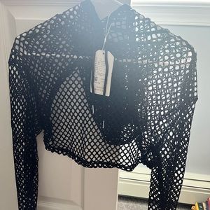 Mesh long sleeve crop top